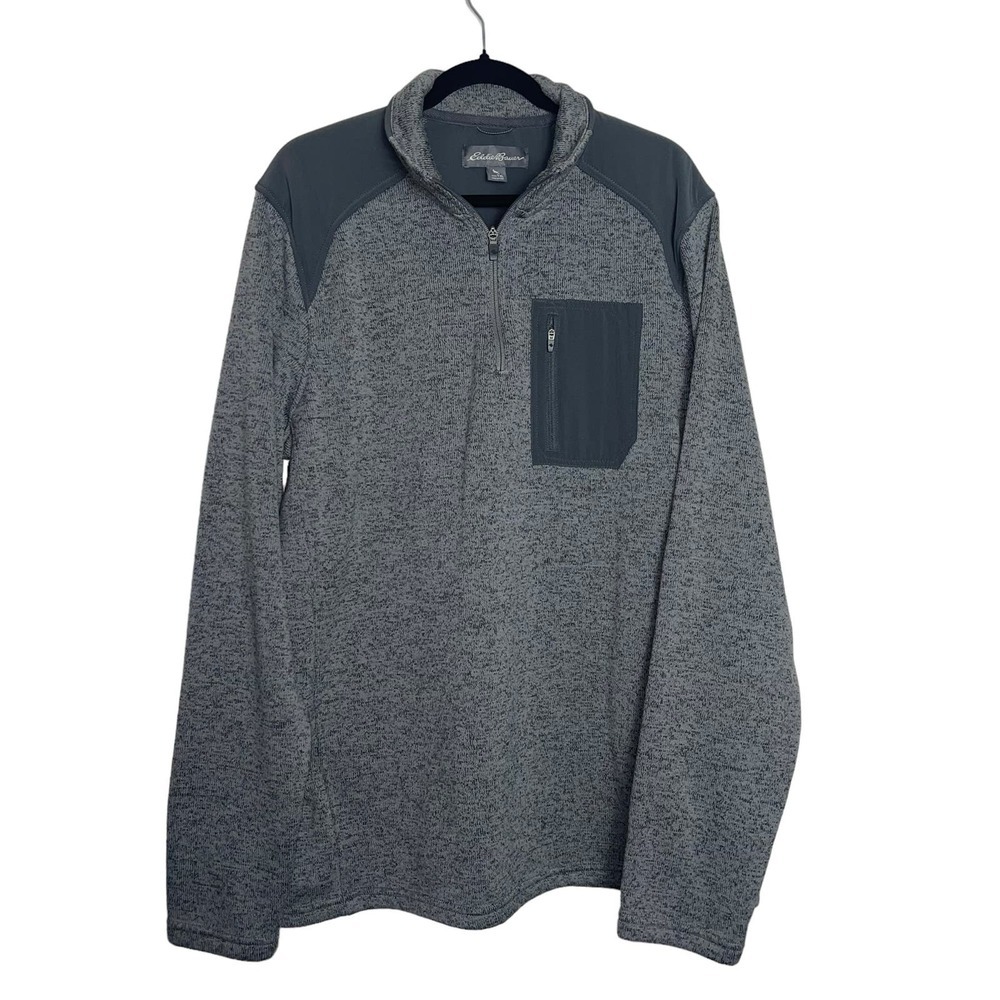 Eddie Bauer Quarter Zip Gray Pullover Swester Size XL